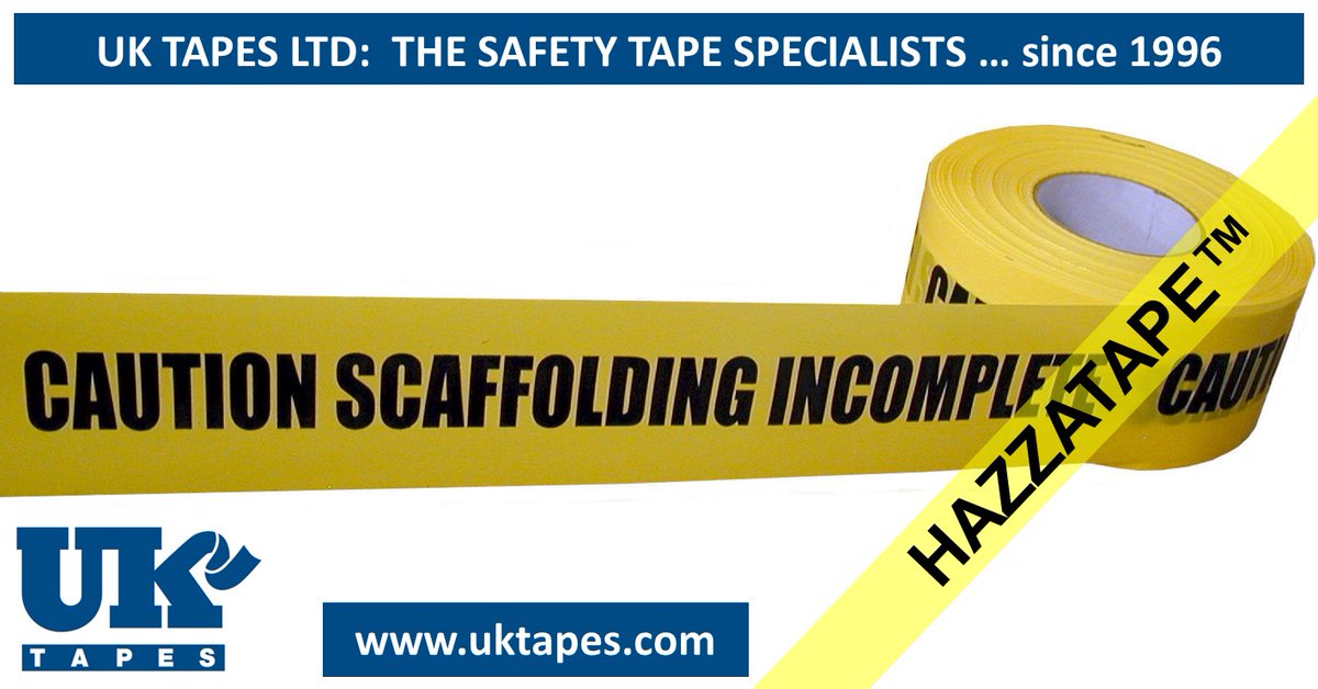 uktapesltd's tweet image. CAUTION SCAFFOLDING INCOMPLETE  barrier tape - Instant, hi-viz cordon to highlight hazards and help prevent unwanted access. Durable, recyclable, non-adhesive plastic
Ref: UKT14SCA
uktapes.com
#barriertape #cordontape #safetytape #hazardtape #warningtape #cautiontape