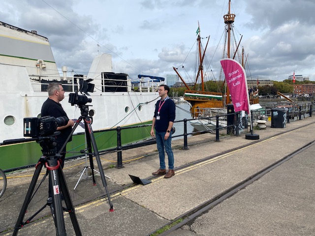 bristol_smart's tweet photo. The Bristol team getting all set up ready for the @5GVICTORI Trial tomorrow aboard @TheMatthewShip!  Thanks to @FirebirdFilms for getting some footage from today - great to talk about our work and looking forward to sharing it with you all soon! 

@BristolUniEng @NetworksBristol https://t.co/RC5gcvIYcN