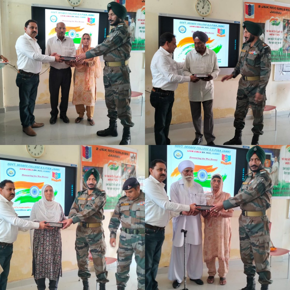 GDC_RS_Pura_NCC's tweet photo. 2J&amp;K Girls Bn NCC of GDC RS Pura,Jammu honouring NOK's of war heroes as Shaheedon ko Shat Shat Naman under the patroneship of girls NCC unit and Principal Prof Sunil Uppal.
@DteJKL 
@HQ_DG_NCC 
@RanjanMahajan6 
@adgpi 
@suniluppal16 https://t.co/cqxQw557VT