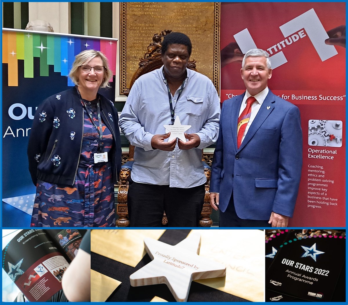 Lattitude7 had the pleasure of sponsoring the Calderdale Council ‘Our Stars’ event, this year focusing on the ‘Inspiring’ award. Here seen presenting the award, alongside Julie Jenkins, Director of Children and Young People’s Services at Calderdale MBC, to a worthy winner, Lennox