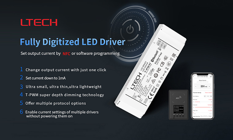 ChunhuaZhuo's tweet image. #Ltech #dimmableleddriver support setting output currents by #NFC or software programming. Theoutput current can be accurately adjusted down to 1mA. Replace the labor intensive current setting method of traditional and reduce time and cost. #Flickfree work with all kinds of light