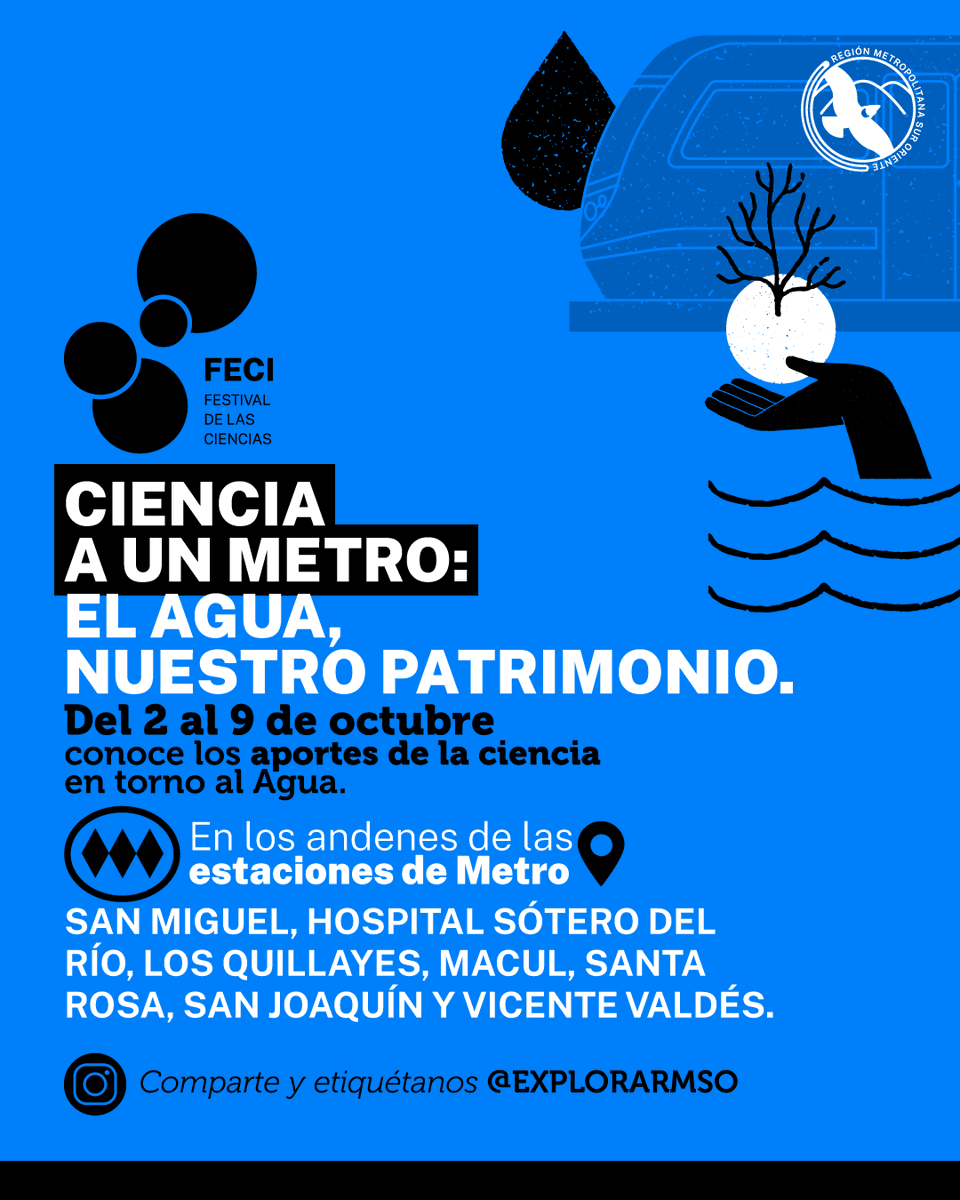 ChileHbs's tweet photo. 📌Estamos muy felices de ser parte de este interesante proyecto  de #FECI2022 "Ciencia a un metro: el Agua nuestro Patrimonio" 💧 
 @SurHbs estará presente en el Metro San Miguel del 2 al 9 de octubre con una gigantografía del libro Guardianas del Agua https://t.co/F7fIMKUDoQ