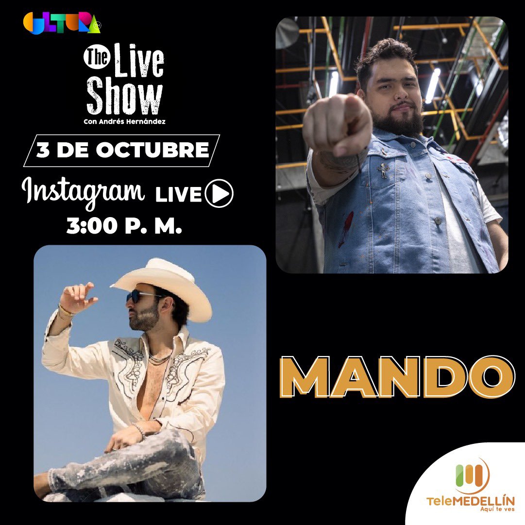 Hoy en #TheLiveShow 🎙️ con @andresH_P hablaremos con <a href="/musicmandomx/">Mando</a>.

¡Conéctate hoy, a las 3:00 p. m.!