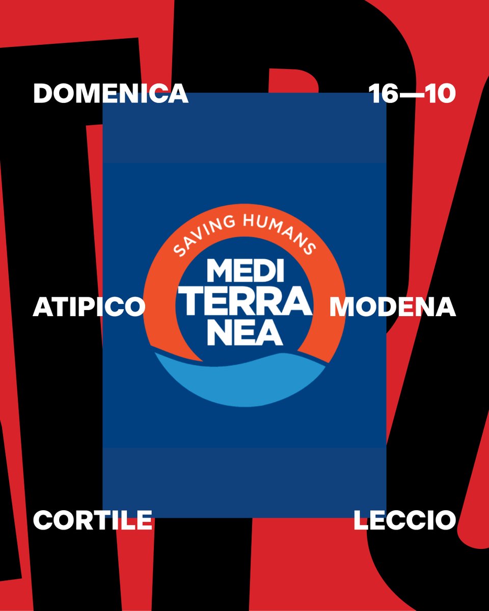 Oggi è la Giornata Mondiale della Memoria e dell'Accoglienza. Parleremo di questi temi con <a href="/RescueMed/">Mediterranea Saving Humans</a> #SavingHumans il 16 ottobre durante <a href="/AtipicoFestival/">Atipico Festival</a> nel Cortile del Leccio a Modena.
Programma completo su atipicofestival.it

#giornatamondialememoriaaccoglienza2022