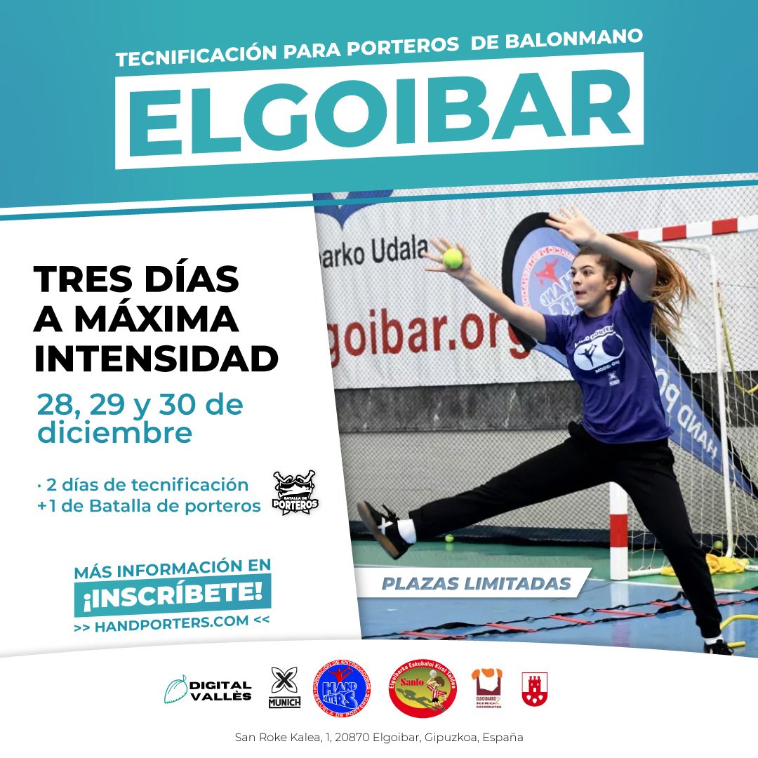 Hand_porters's tweet photo. ▶️ ELGOIBAR ◀️

¡Si si! Volvemos a Elgoibar para realizar la Tecnificación de porteros de navidad 💯 Gracias a @elgoibarkosanlo

📅 28, 29 y 30 de diciembre
🕒 9h a 13h y de 15h a 18h
🤾‍♂️🤾‍♀️ Alevín a Senior
📍 pabellón Olaizaga Kiroldegia

Vamos ¡INSCRÍBETE!
https://t.co/AAz0ZMh2ZV https://t.co/vRJgh3RA13