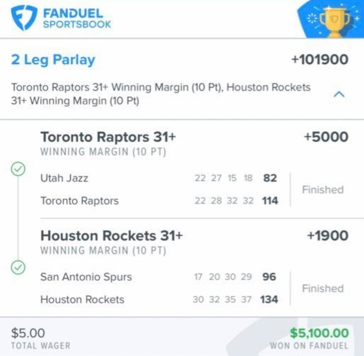 FanDuel Sportsbook on Twitter "5 ️ 5,100 💰 This customer is LOCKED