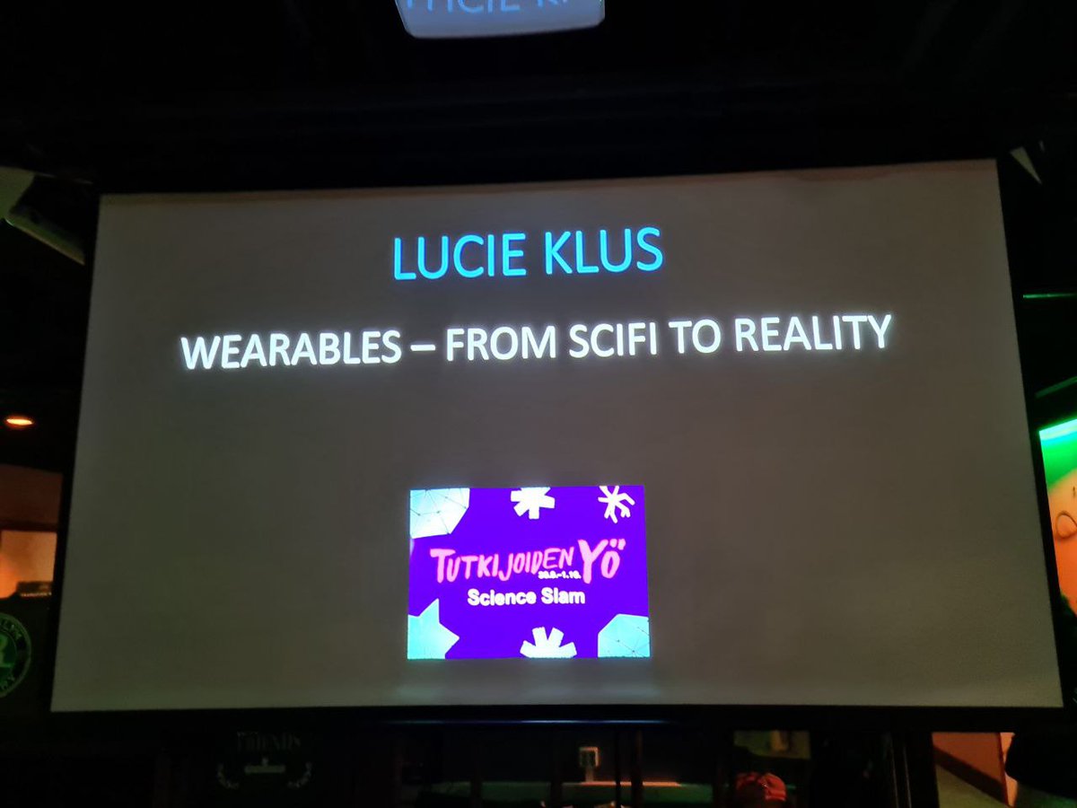 KlusLucie's tweet photo. "Wearables: From Sci-Fi to Reality" 
Last Friday we shared our interest in wearables and our @A_WEAR_Project ideas on #ScienceSlam of @TampereUni #EuropeanResearchersNight https://t.co/VWme956ArX