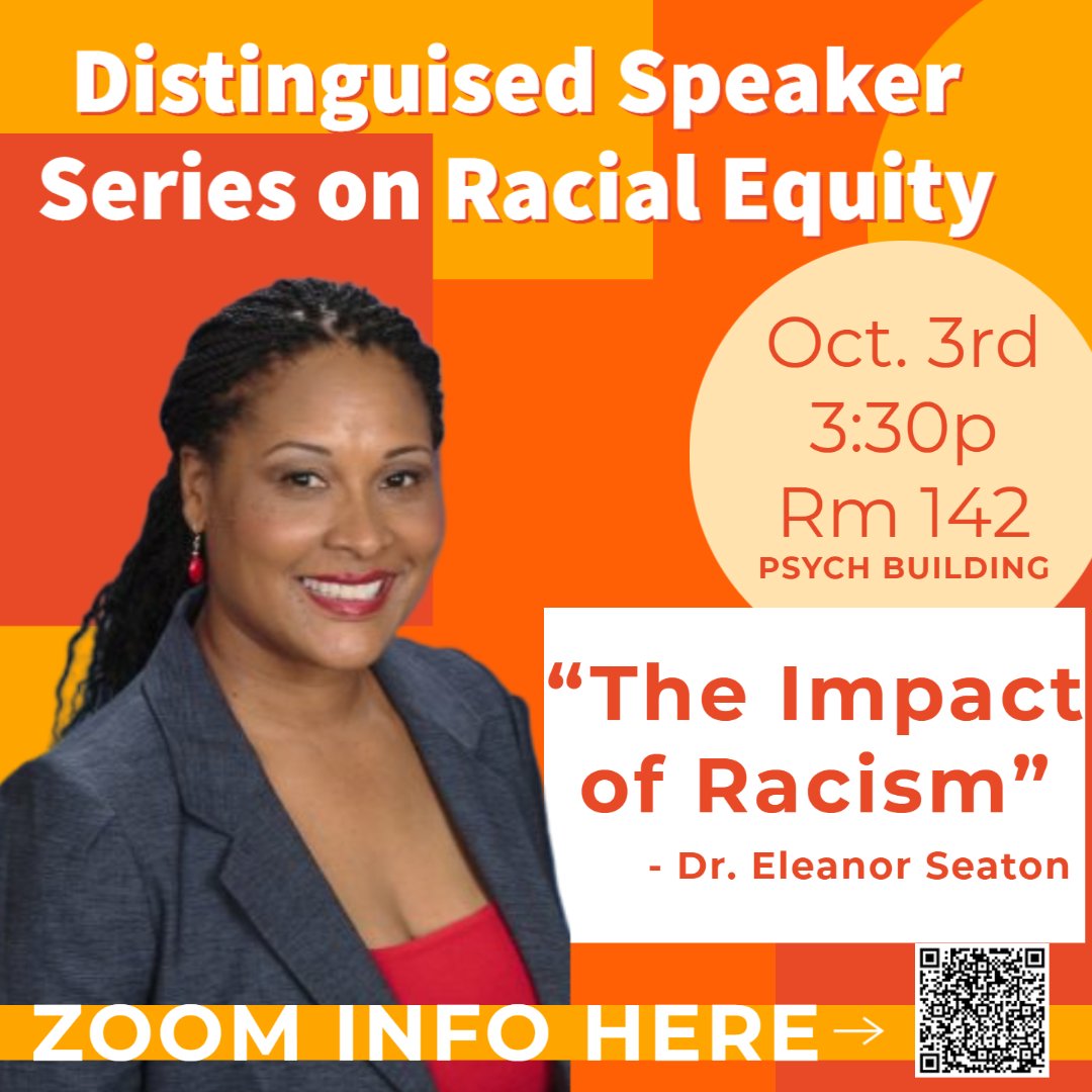 TODAY @ 3:30p, join us for our next installment of our "Distinguished Speaker Series on Racial Equity."

Featuring @SeatonEleanor 

Join us in room 142 
OR via Zoom bit.ly/3LZTOEO