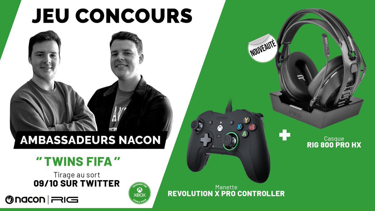 TwinsFifaHD's tweet photo. 🚨🎁 Pour fêter la sortie de #FIFA23 on organise avec nos partenaires @NaconFR &amp; @RIGGaming_fr un beau #JeuConcours !

On vous fait gagner 2 lots de la manette Revolution x Pro &amp; le Casque RIG 800 PRO HX

👉 RT le tweet
👉 Follow @NaconFR, @RIGGaming_fr et @TwinsFifaHD https://t.co/aSmlTRpcAg