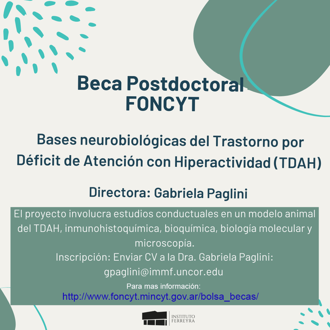 🧠Beca Postdoctoral en el lab. de Dra. Gabriela Paglini
🚩Requisitos: Doctor/a en Cs Biológicas, Químicas, Médicas o afines. Se valorará experiencia con animales de laboratorio, conducta, bioquímica y PCR
Cierre: 26/10/2022
<a href="/SAN_neuroAr/">SAN_Neurociencias</a> <a href="/conicetcordoba/">@ConicetCordoba</a> <a href="/FCEFyN_UNC/">FCEFyN UNC</a>
A difundir!🙌
