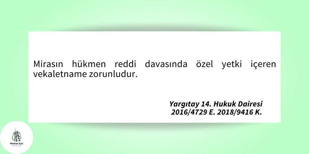 Mirasın hükmen reddi davasında özel yetki içeren vekaletname zorunludur.
#yargıtay #karar #emsal