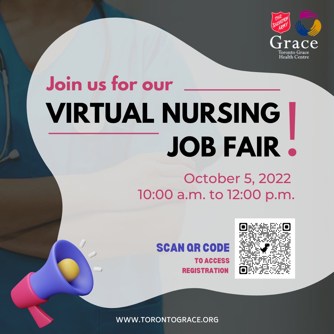 Calling ALL #NURSES - New Grads, Internationally Educated &amp; experienced RN’s &amp; RPN’s. Join us for our virtual nursing career fair on October 5, 2022 from 10:00 a.m. -12:00 p.m. To access registration, simply scan QR Code. 
#jobfair #nursingjobs  #jobopenings #careers #Nursing