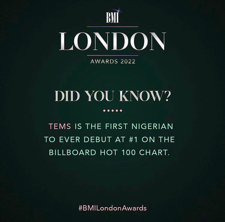 simplemag_ng's tweet photo. #Tems will be the First Nigerian to receive the BMI Impact Award at the #BMILondonAwards
Congratulations to @temsbaby
#SimpleMagazine https://t.co/dI04wDUf5e
