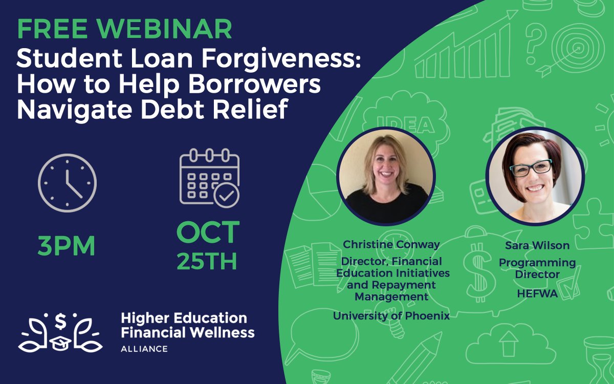 Join HEFWA 10/25 at 3 pm ET to learn the ins &amp; outs of student loan debt relief &amp; discover ways you can support &amp; simplify the process for students. tinyurl.com/hefwawebinar