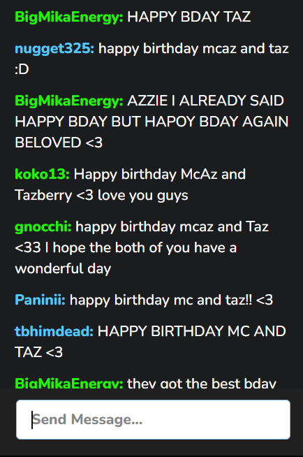dreamisliveproj's tweet photo. Happy birthday to 
@McWentLive @tazberrys 

On behalf of all of the chatters at dreamislive, we hope you have/had an amazing day! 
- 🌸 https://t.co/yzEd7rrX9G