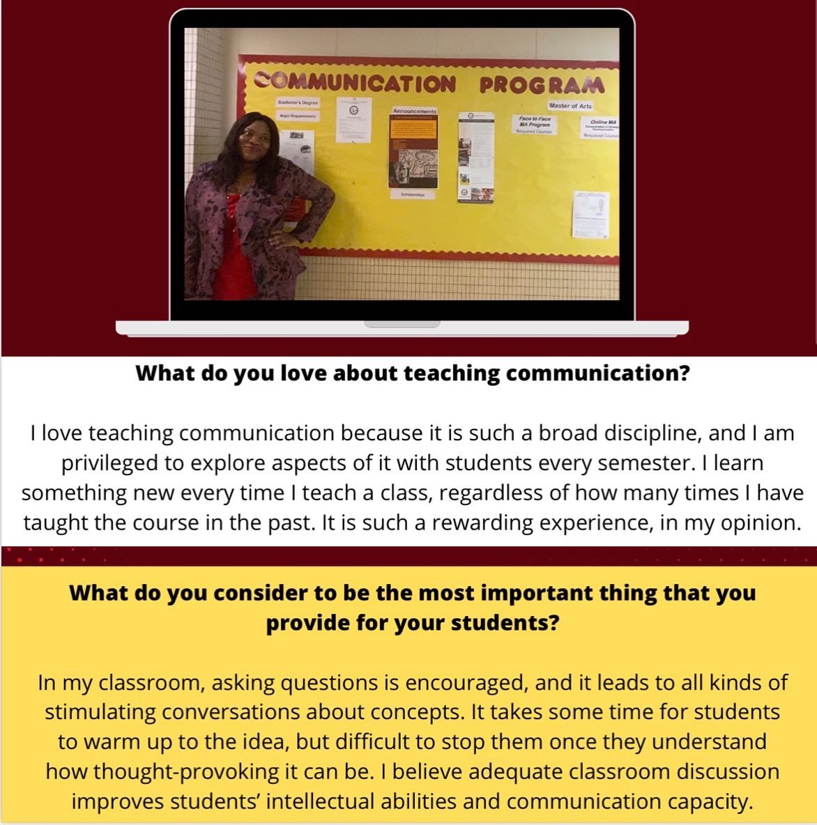 UlmComm's tweet image. Get to know Dr. Adaobi Duru. Dr. Duru is a talented professor who has served the Communication Program well for years in a variety of ways! #ulmcommprogram