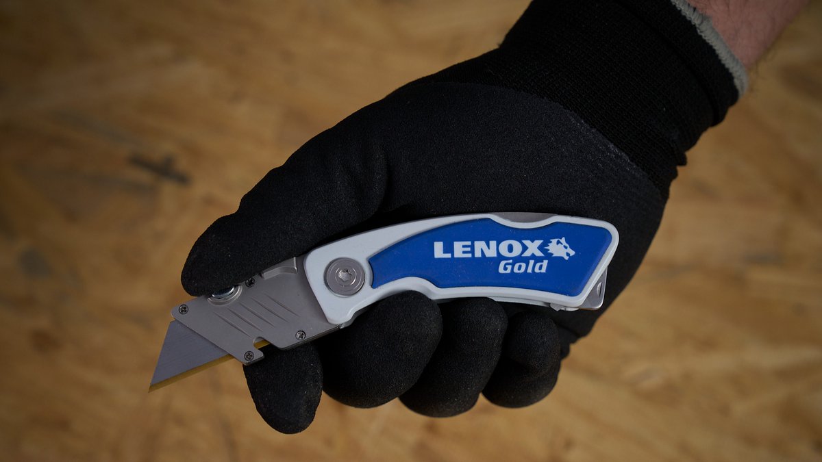 Our LENOX® Gold Locking Tradesman Utility Knife’s ergonomic rubberized grip creates comfort on the job. Find yours at <a href="/Lowes/">Lowe's</a> and other select retailers: low.es/3LWOSkg