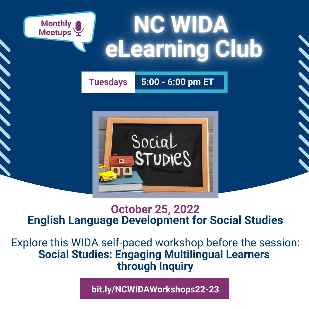 NCDPI_MLs's tweet photo. Join the NC @WIDA_UW #eLearningClub Our next meetup is on October 25. These meetups welcome educators who have access to the WIDA PL Self-Paced Package in their states!! #Together4MLs #NCELD More info at https://t.co/COOAewVNBf https://t.co/1Jp5LJaK6F