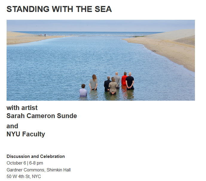 This Thursday, join <a href="/scsunde/">Sarah Cameron Sunde</a> as she and NYU faculty discuss her monumental work 36.5/A Durational Performance with the Sea. Register at bit.ly/standingsea. #WeAreArtsAndScience