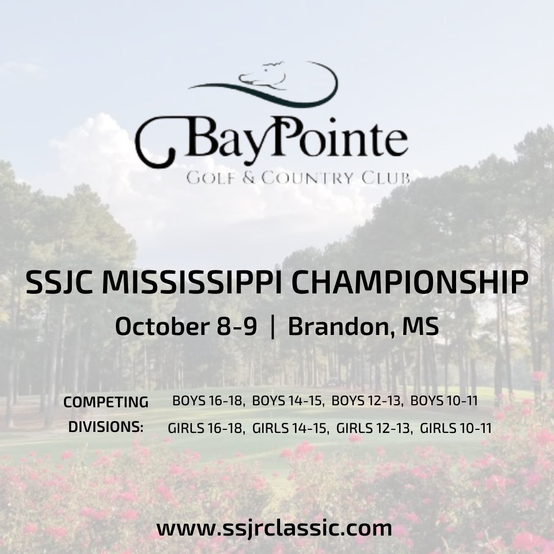 ssjrclassics's tweet photo. Mississippi Championship at Bay Pointe this weekend! Spots are available - register before Wednesday at 12pm by clicking the link in our bio! @juniorgolfhub https://t.co/megDvxN1TN