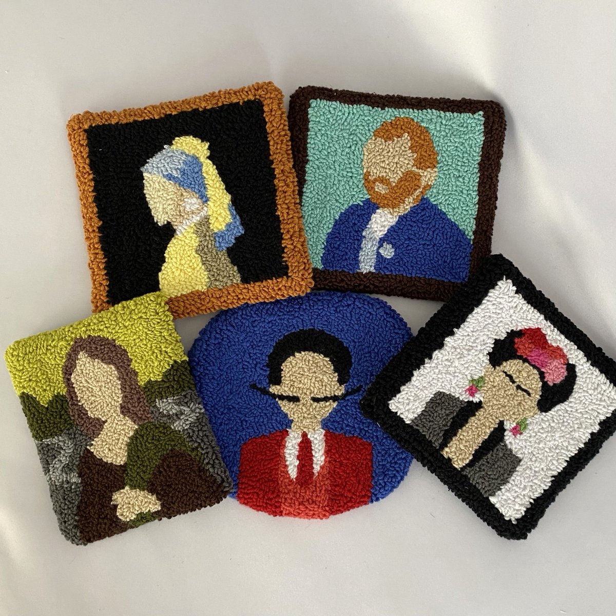klothostudio's tweet photo. Frida Kahlo,Mona Lisa,Van Gogh,Pearl Earring,Punch Needle, Tufted,Home Gift,Drink Coaster,Handmade Mug Rug,Women Gift,Women Gift,Embroidery #like #punchneedle #punchneedleembroidery #punch #embroidery #mugrug #mugrugs #drinkcoasters #yarn #yarnlovers #punchneedlelove https://t.co/TgkUt74Pwk