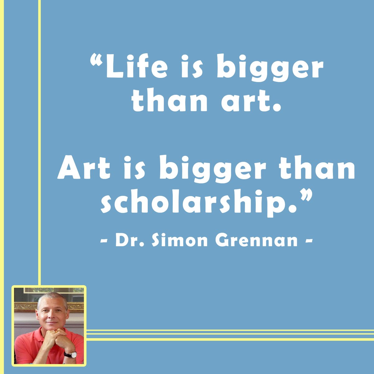 BoostImprov's tweet photo. Art is a reflection of life, but not the embodiment of it. Then the study of that reflection leads to a small particle of a larger overall experience.

#improvphd

For more about Dr. Grennan
https://t.co/8w9B1gvRZu https://t.co/1agkicamyn