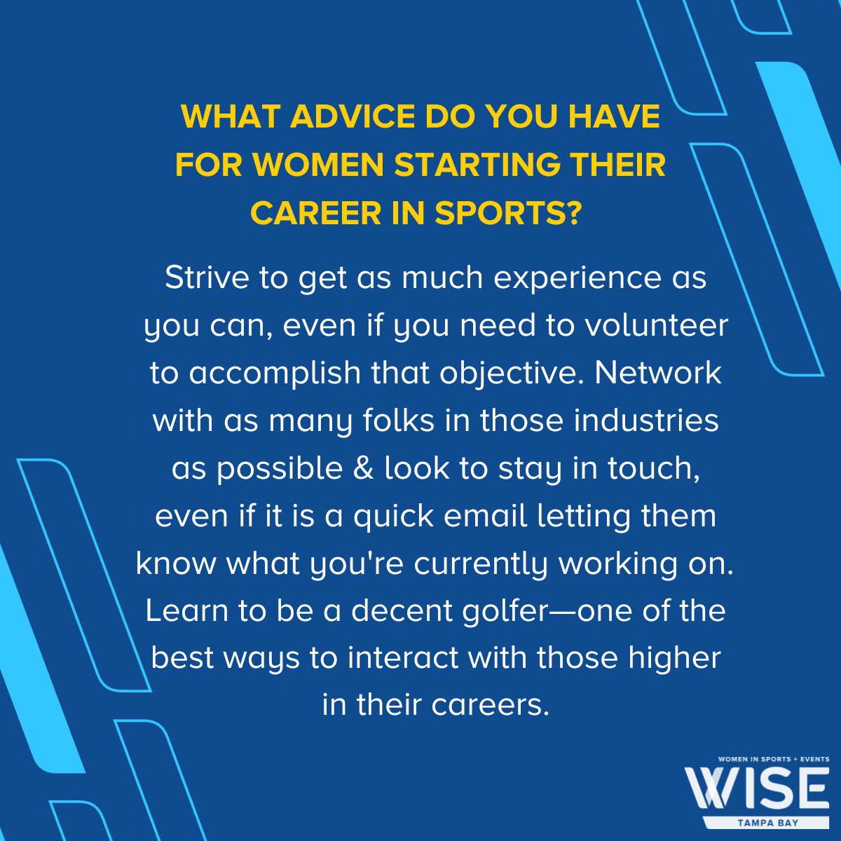 WISETampaBay's tweet photo. Monday Member Spotlight - Meet @tracywest11, Executive Vice President of Pro Links Sports and Tournament Director of the @ValsparChamp. Learn more about her sports career & advice for those just beginning their journey.
#womeninsports #womeninbusiness #wisespotlight https://t.co/1O7D1YmsI5