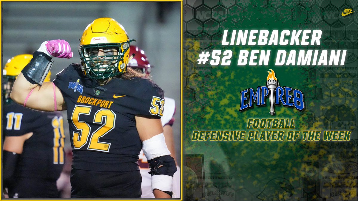 BportAthletics's tweet photo. Damiani Earns Empire 8 Defensive Player of the Week

10 tackles, 3 tackles for loss, 1 sack, and 1 QB hurry in a DOMINANT defensive performance for @BPort_Football 
💪💪💪 

📰:https://t.co/cDzdLjCxJz https://t.co/GAIJwaevir
