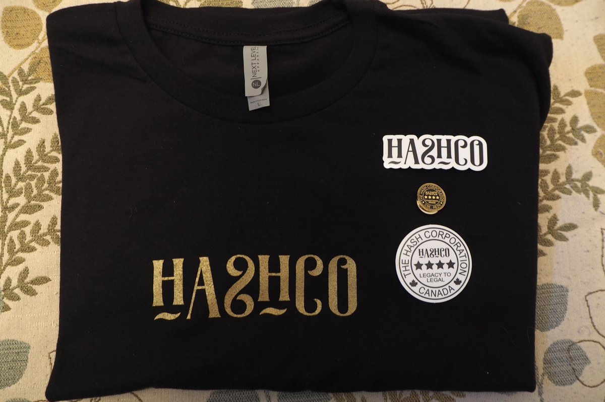Loving the swag package I got in the mail from my friends at <a href="/HashCo_Canada/">The Hash Corporation</a>.

Now I can represent!

Nice shirt, but even nicer hash. 🤓