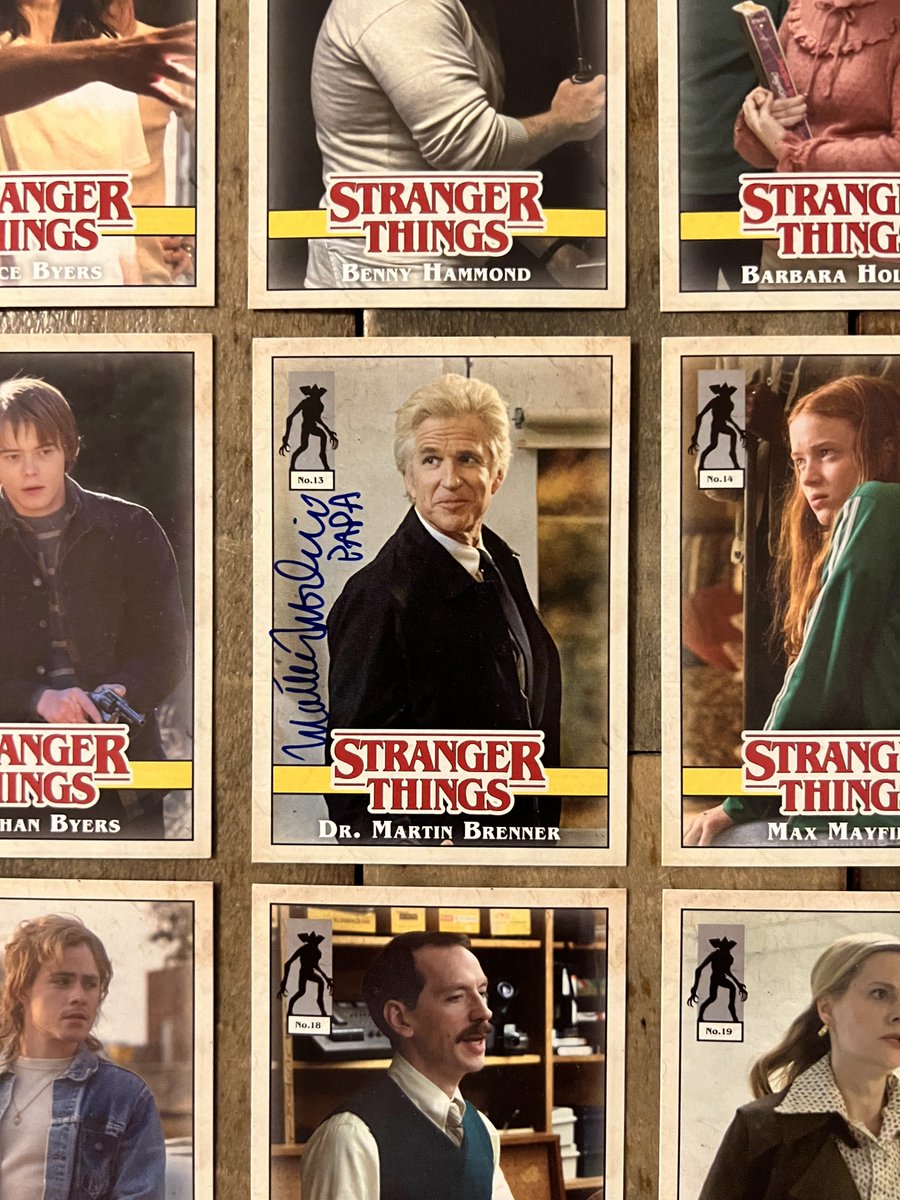 MatthewModine's tweet photo. RT + Follow by next Monday, October 10 for a chance to win this set of 20 #StrangerThings character cards from @Topps! I signed my 'Dr. Martin Brenner' card. I'll pick one winner and announce next #ModineMonday. Thanks and good luck! https://t.co/NguPpWANq7