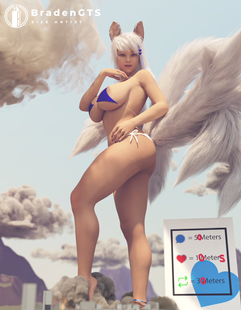 We've reached 2109.6 meters in one week! That's impressive, considering I started out human sized~

It wouldn't be me though if I wasn't striving to get EVEN BIGGER~! 🤭💙

For that I edited the increments a bit, I'm sure <a href="/BradenGts/">BradenGTS</a> doesn't mind~

It runs until Oct 11th!