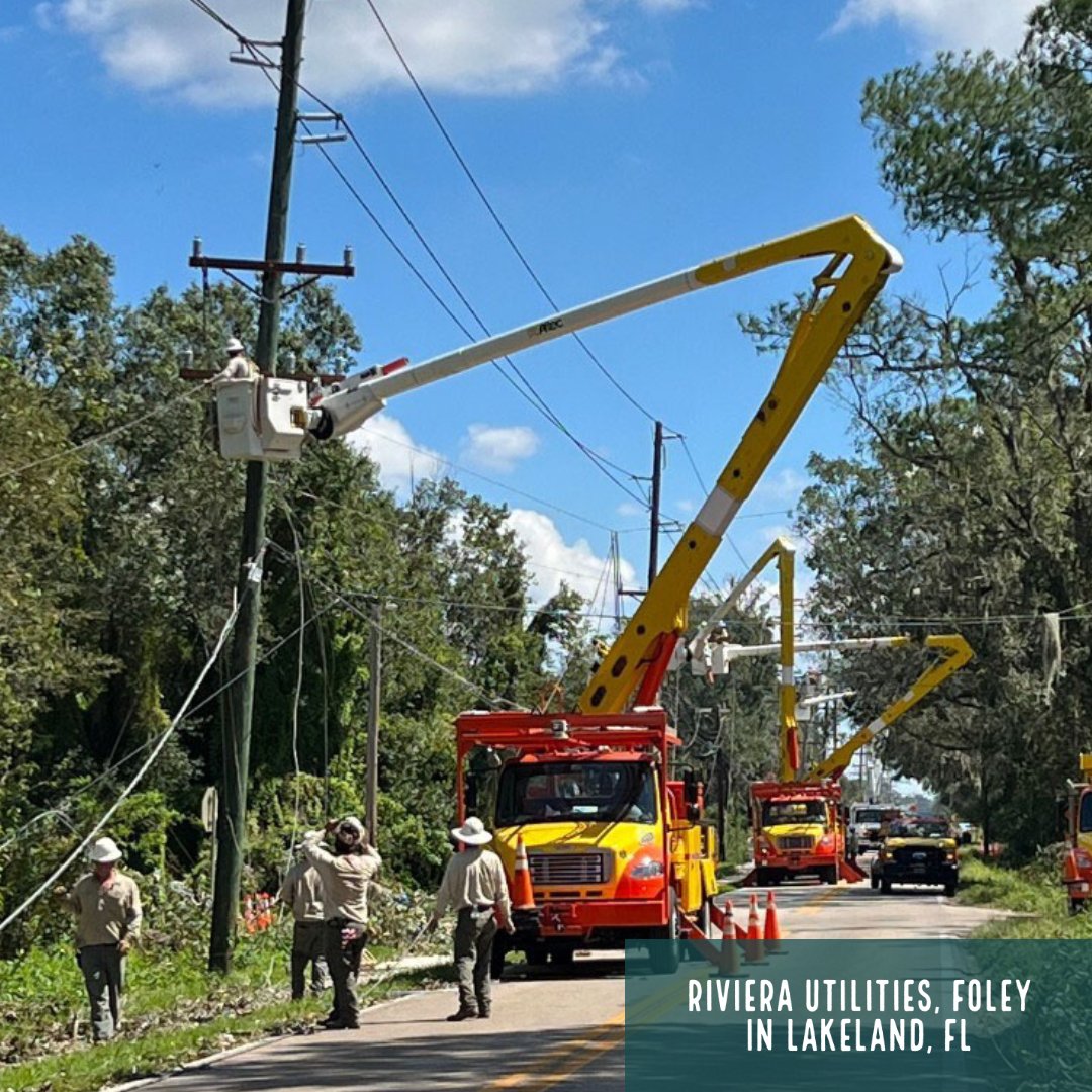 AMEA_Alabama's tweet photo. AMEA has 4 Member utilities who sent crews to Florida, including Dothan Utilities, City of Fairhope, Opelika Power Services &amp; Riviera Utilities, Foley to assist in power restoration efforts in the aftermath of #HurricaneIan. Job well done to these crews!

#CommunityPowered https://t.co/m8sJRCt7uN