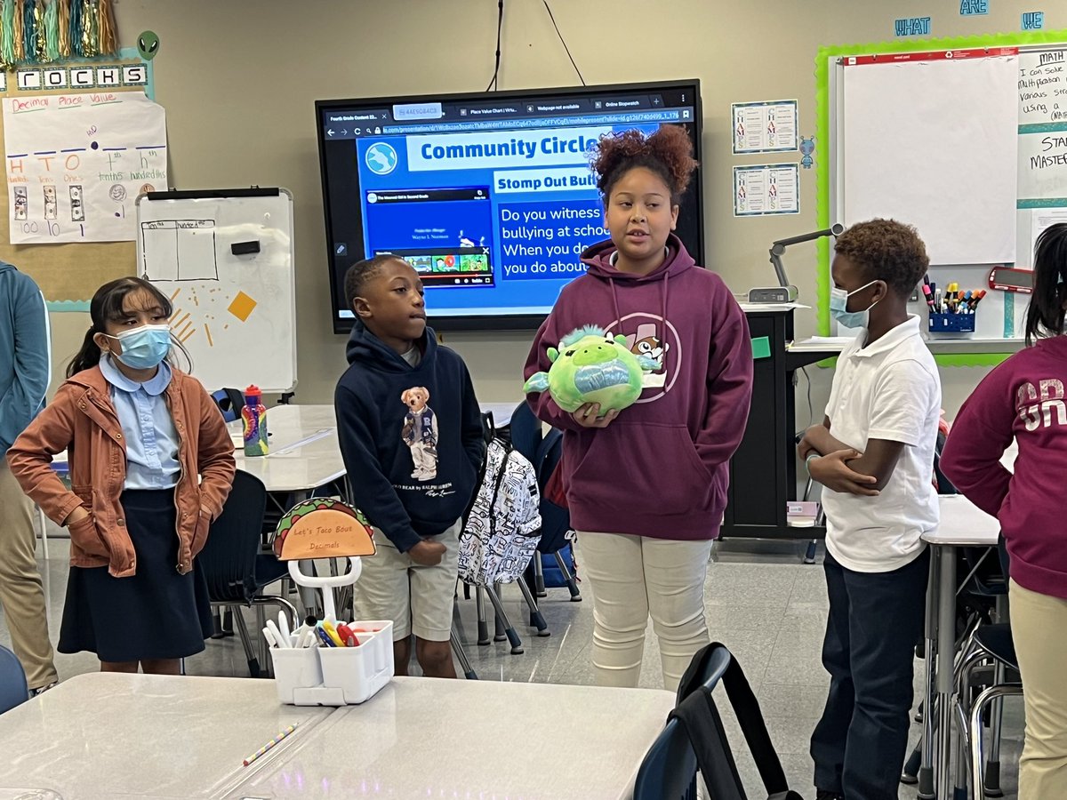 msbowman7's tweet photo. Today we wore our blue to “Stomp Out Bullying.” We also discussed bullying during our community circle! https://t.co/cHMYsefrAh
