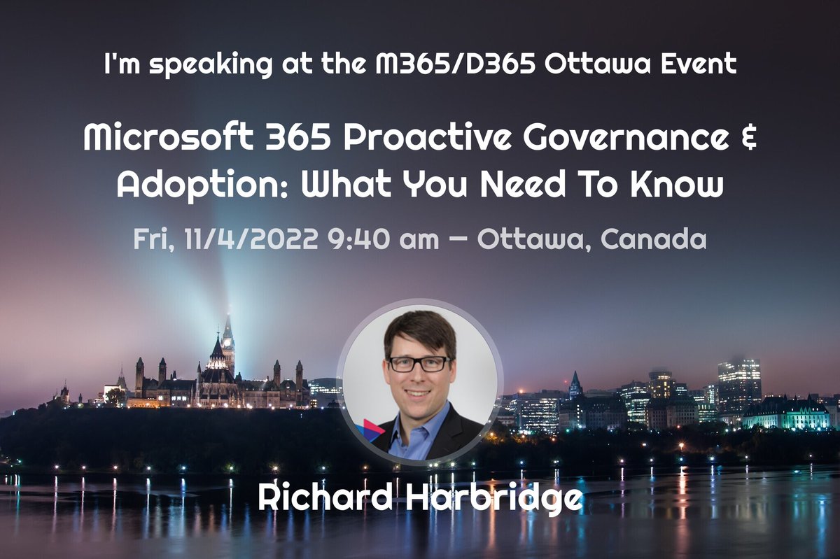 Amitabh Srivastav (@am_srivastav) on Twitter photo #M365Ottawa <a href="/SPSOttawa/">M365 Ottawa</a> is BACK and its FREE!! On Friday, Nov 4 see awesome speaker <a href="/RHarbridge/">Richard Harbridge</a> discuss proactive governance in <a href="/Microsoft365/">Microsoft 365</a> #M365 <a href="/SharePoint/">Microsoft SharePoint</a>. Register for FREE at m365ottawa.com/#:~:text=Novem… #M365Ottawa <a href="/SPSOttawa/">M365 Ottawa</a> is BACK and its FREE!! On Friday, Nov 4 see awesome speaker <a href="/RHarbridge/">Richard Harbridge</a> discuss proactive governance in <a href="/Microsoft365/">Microsoft 365</a> #M365 <a href="/SharePoint/">Microsoft SharePoint</a>. Register for FREE at m365ottawa.com/#:~:text=Novem…