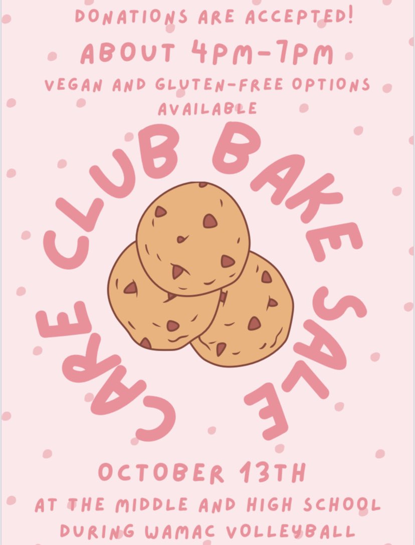 mvhsCARE's tweet photo. Join us next Thursday for a bake sale!! https://t.co/VIvcw9wnBP