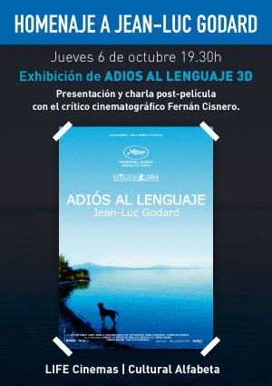 HOMENAJE A JEAN-LUC GODARD - Exhibición de ADIÓS AL LENGUAJE 3D

Una experiencia única para ver cómo el maestro del cine moderno concibió y plasmó uno de sus ensayos-películas más revolucionarios.  

Entradas a la venta: 
lifecinemas.com.uy/venta/a6b383a1…