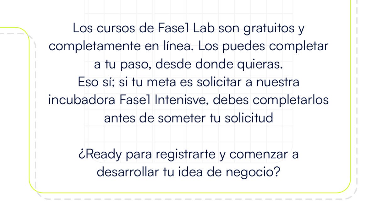 fase1org's tweet photo. 🧵1/2 #Fase1Lab es la primera parte de nuestro programa y el #PuntoDePartida para poder solicitar a nuestra incubadora #Fase1Intensive
Regístrate en el enlace en la bio ⬆️
🚨 ¡Pronto tendremos más temas! 🚨 https://t.co/xF7EShjy1M