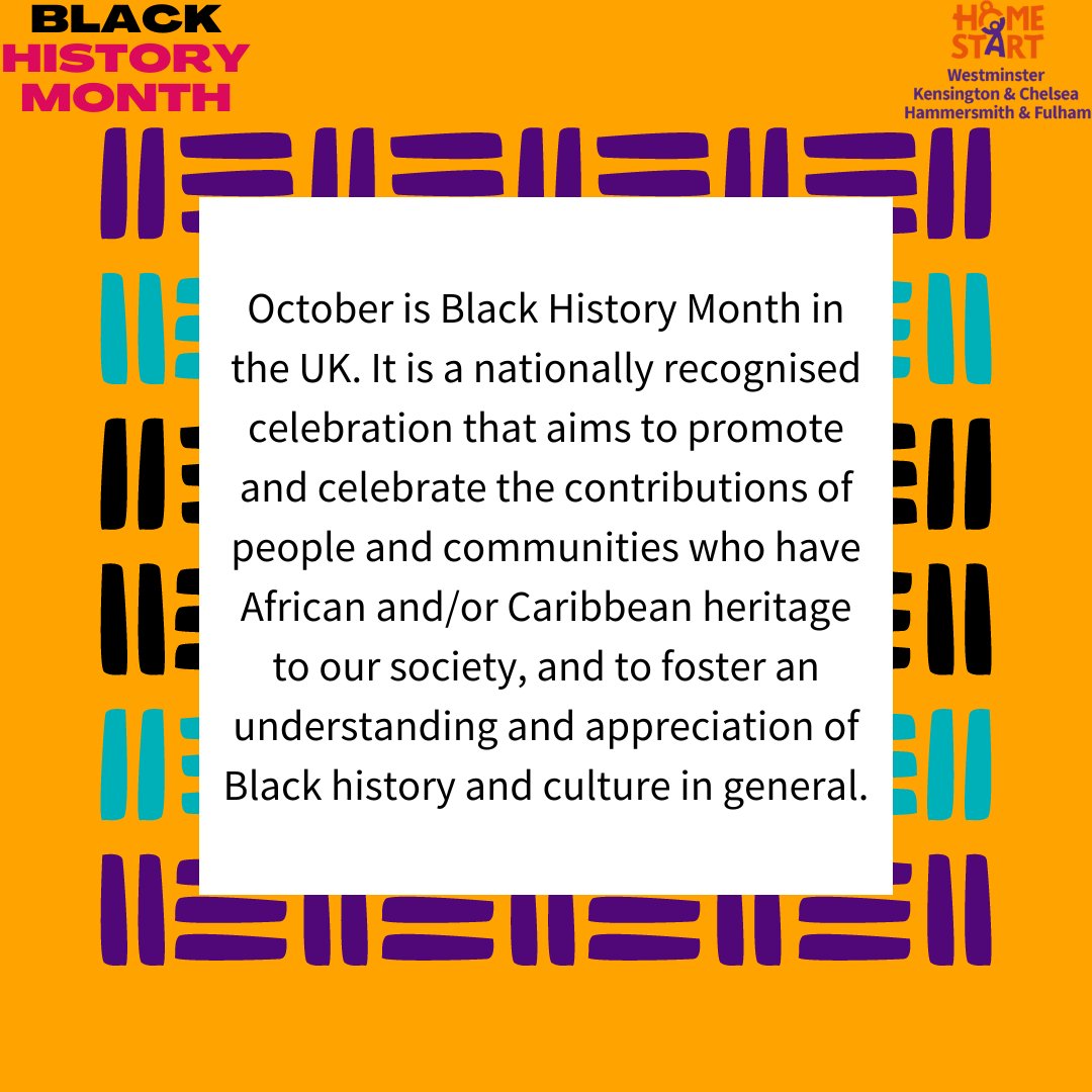 HomeStartWKCHF's tweet photo. October is Black History Month in the UK, and each day throughout October, we're going to be sharing posts celebrating the history and culture of Black communities within the UK.
#BlackHistoryMonth #BHM #BlackHistoryMonth2022 #HomeStartUK https://t.co/zOQgHtqLDV