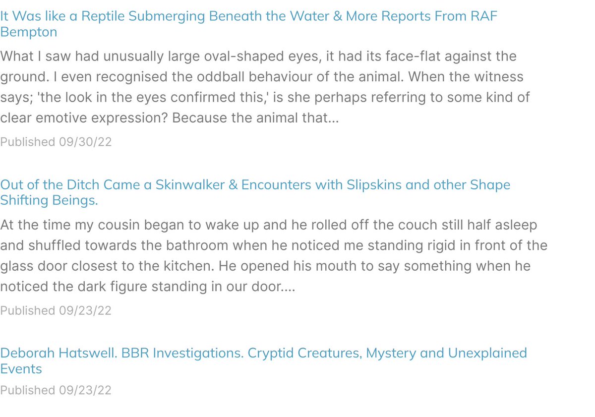 BbrDeborah's tweet image. If you like to hear podcasts or watch videos on the Strange, the Unexplained and all manner of Cryptid Mysteries. Please check out my youtube channel and my Podcast sites. 

Our shows included reports of Bigfoot, Dogman, UFO, Ghosts and Mysteries