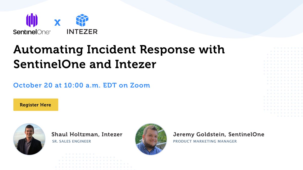 How can you automate more of the manual tasks out of your incident response processes? Let's discuss! Join us for this webinar with @SentinelOne on Thursday, Oct 20 - we'll look at new ways to use automation for triage, response, and hunting. hubs.li/Q01nNVP70