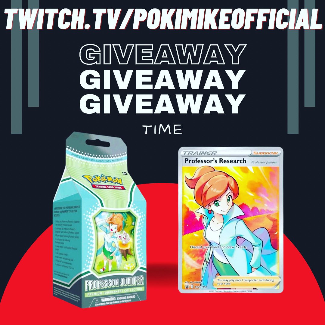Twitch.tv/pokimikeoffici… (links in bio) someone will win the Juniper box! 
If you *like and retweet* you can get an extra entry! See you tonight 😊 #pokemon #pokemoncardgiveaway #PokemonTCG