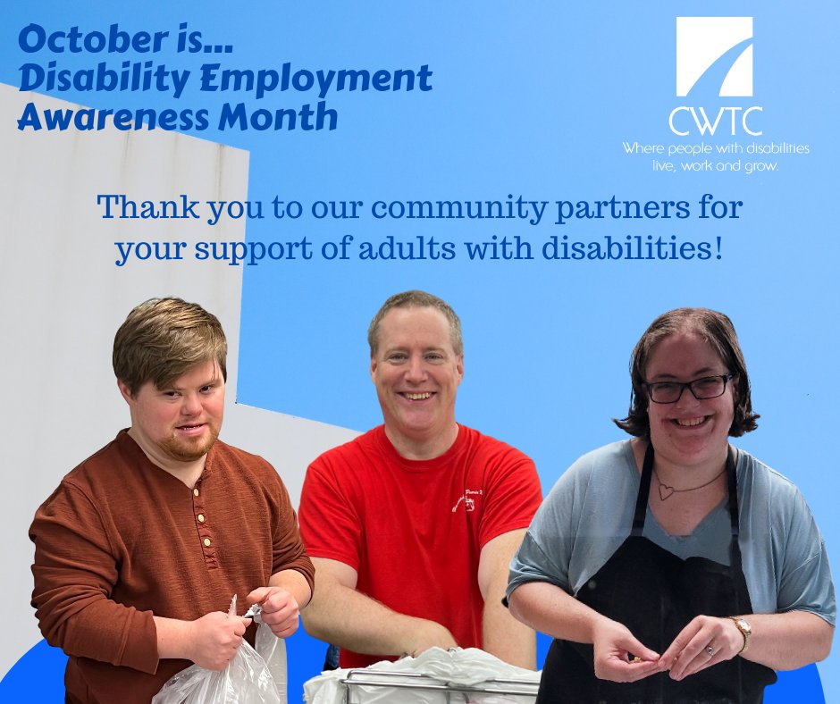 cwtcinc's tweet photo. #adultswithdisabilities #inclusion #makeadifference #communitypartners #grateful #thankyou #nationaldisabilityemploymentawarenessmonth #NDEAM https://t.co/awWTl3HFq6