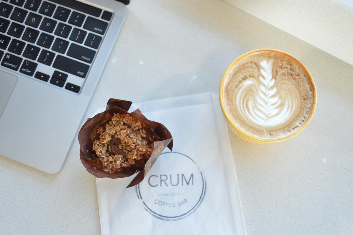 crumcoffeebar's tweet photo. Fall mood = yellow cups, pumpkin turmeric muffins and delicious lattes! Happy fall to all! #yeg #yegfall #yegcoffee https://t.co/Podk3e1DZF