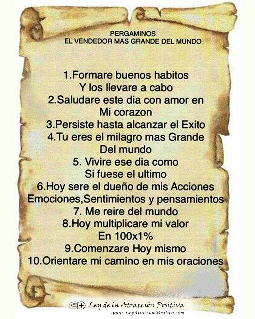 LeyAtraccionPos's tweet photo. TOP 10 AGOSTO - Puesto N°10
LOS 10 PERGAMINOS DEL ÉXITO (OG MANDINO)
Conócelos en https://t.co/fih2dkUjIx

Los siguientes 10 pergaminos del éxito se encuentran en el libro “El vendedor más grande del mundo” de Og Mandino. https://t.co/XV7a6mDYii