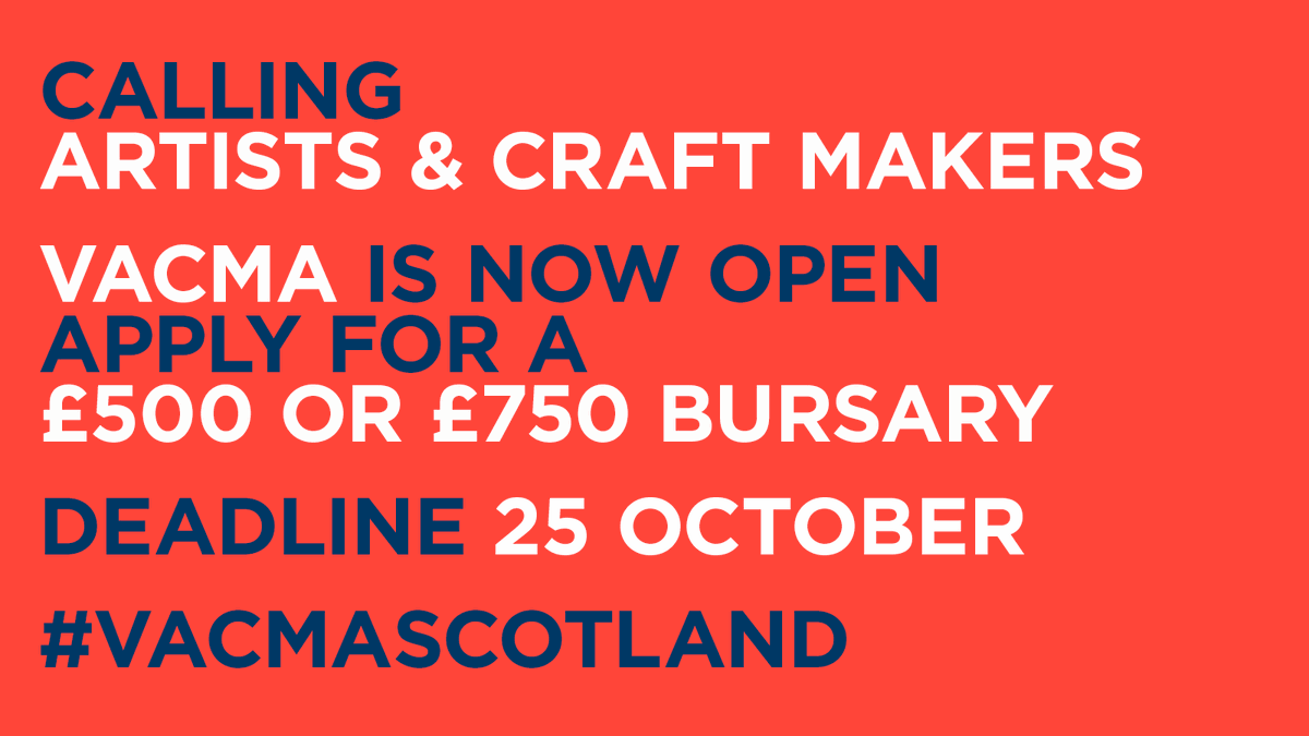 VACMA offers small grants to visual artists and craft makers for their creative development at all stages of their career. These awards are supported by <a href="/CreativeScots/">Creative Scotland</a> through funding from the National Lottery in partnership with <a href="/nlcpeople/">NorthLanCouncil</a>.

Apply here: ow.ly/ArYf50KAWMO