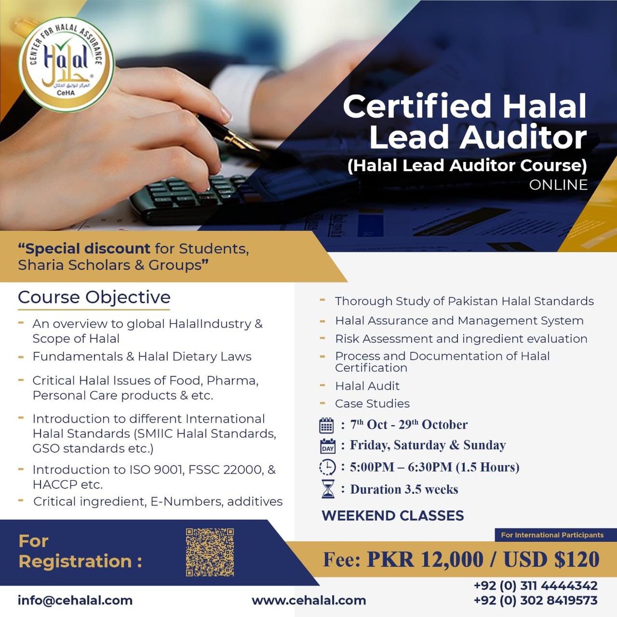 CeHalal's tweet photo. Certified Halal Lead Auditor Course has been rescheduled. Few Days Are Left! Get yourself registered today for the course. Limited slots available. 

For Registration: 

https://t.co/3naNGcxS9i

#HalalEducation #HalalCertification #HalalFood #HalalAudit #HalalLeadAuditor https://t.co/e7yA4jrmmg
