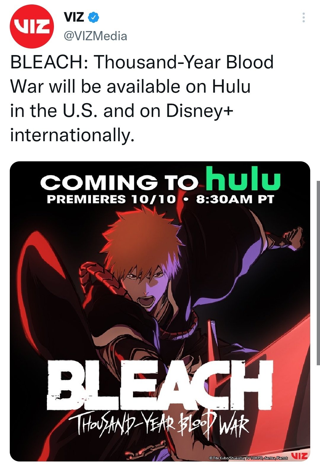 Bleach: Thousand-Year Blood War' Will Stream On Disney+ Instead Of