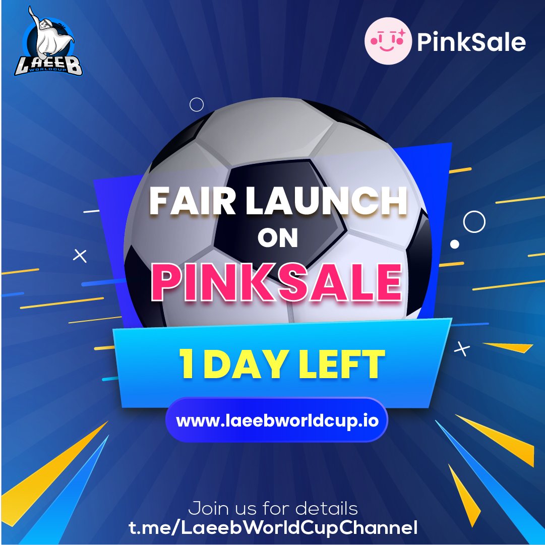 laeeb_worldcup's tweet photo. 🔥 𝐎𝐍𝐋𝐘 𝟏 𝐃𝐀𝐘 𝐋𝐄𝐅𝐓 🔥

𝐅𝐚𝐢𝐫𝐋𝐚𝐮𝐧𝐜𝐡 𝐋𝐢𝐧𝐤: https://t.co/1zdIHnwpwB

#memecoin #WorldCup #soccer #bsc #P2E #B2E #NFTGame #NFTMarketplace #staking #GameFi #PINKSALE #FairLaunch #Presale #BSC #BNB https://t.co/v7vpKel02I