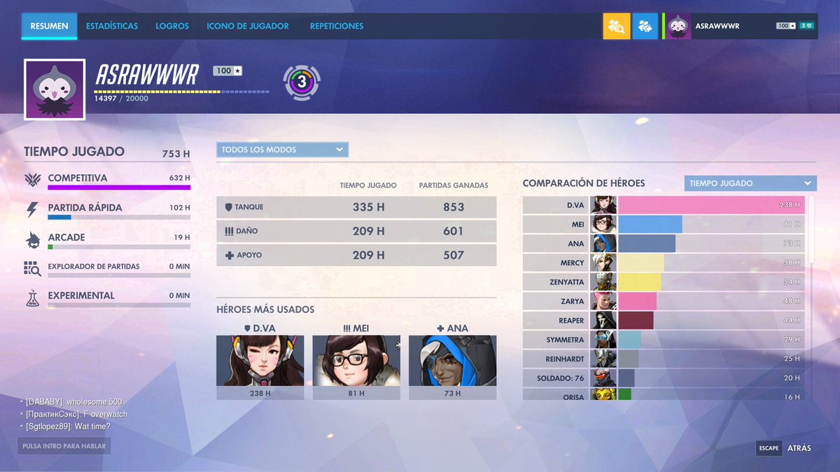 astrid_carro's tweet photo. Así ha quedado mi perfil de overwatch https://t.co/A85oVssnez