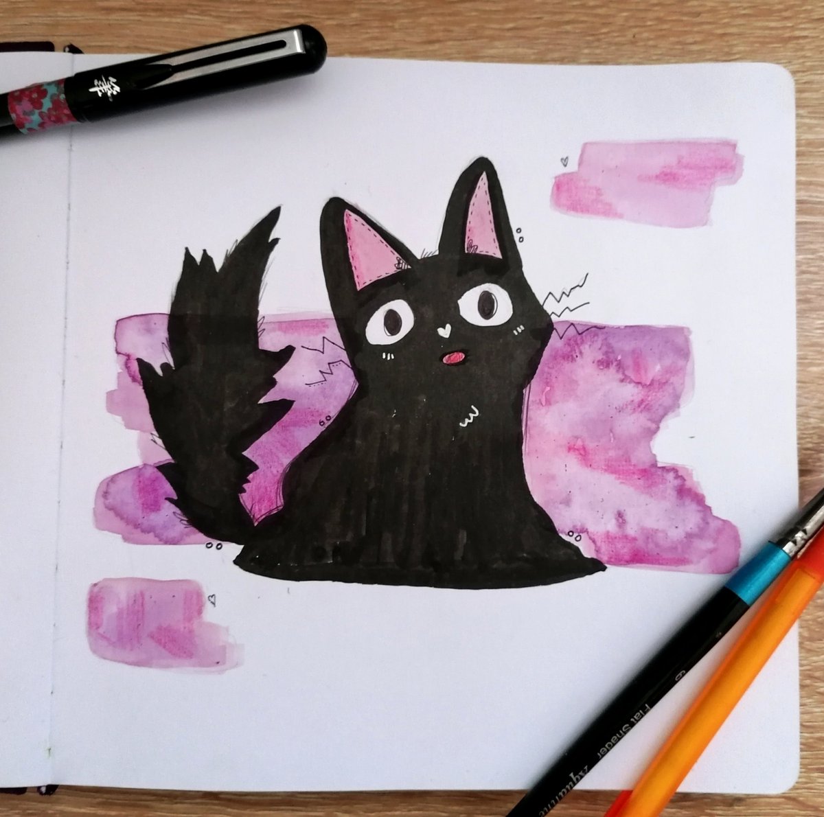 lostfoxart's tweet photo. Day 3: Messy 😺
Today's drawing is a bit more relaxed and silly. Took the theme literally and just did a quick messy drawing
#kattober #kattober2022 #catillustration #watercolour https://t.co/XFC82yj5NT